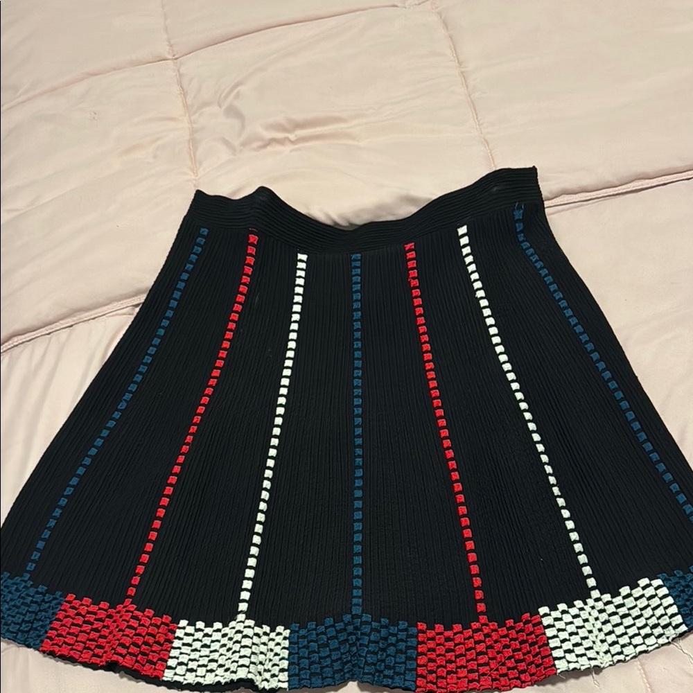 Stylish Black Skirt with Red and White Accents